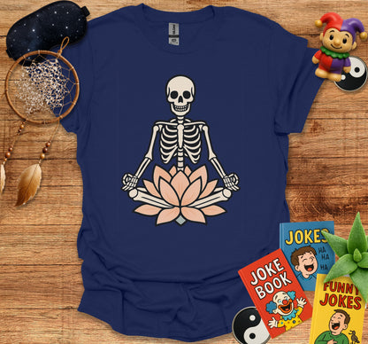 Skeleton Meditating with Lotus Design on T Shirt product