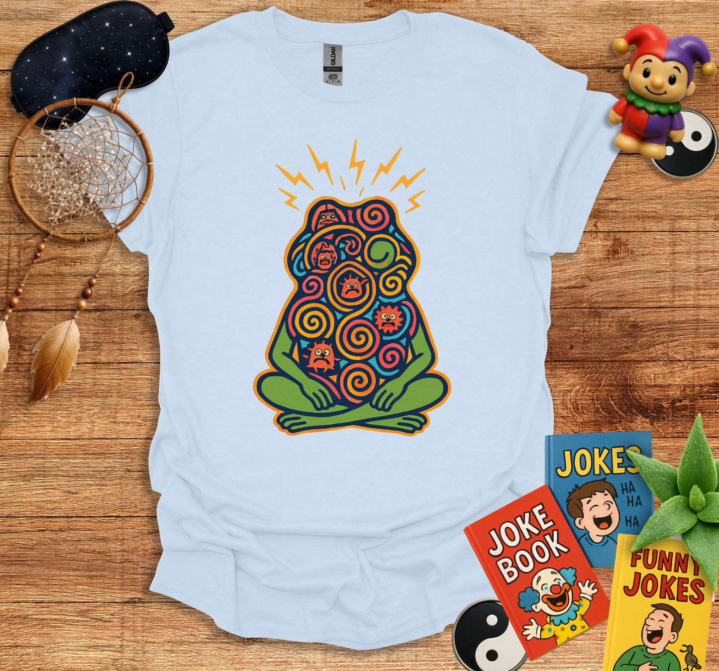 Colorful Patterned Meditating Frogs T-shirt product type