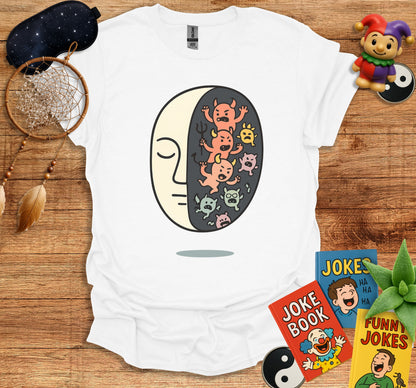 Unique Face with Colorful Cartoon Characters T-shirt