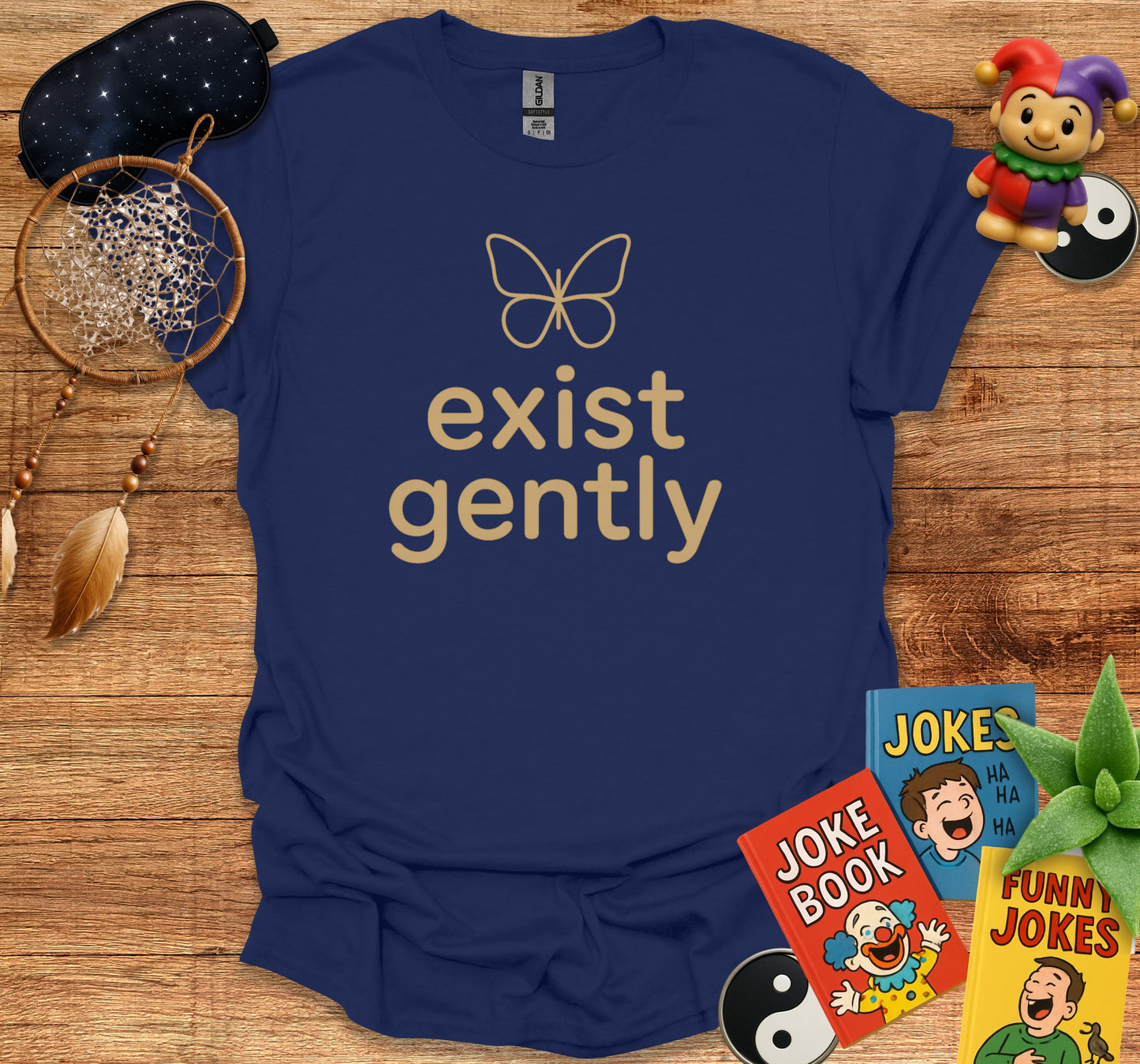 Exist Gently Butterfly Quote Shirt product