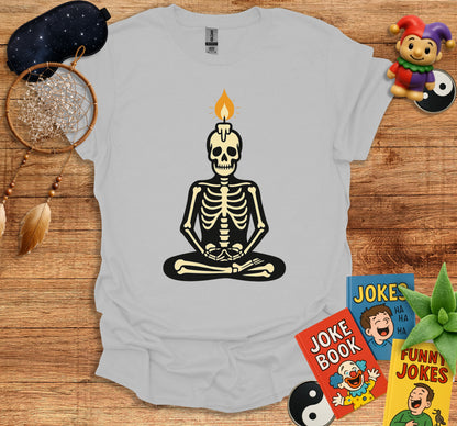 Meditating Skeleton Flame Head Unisex Graphic TShirt product