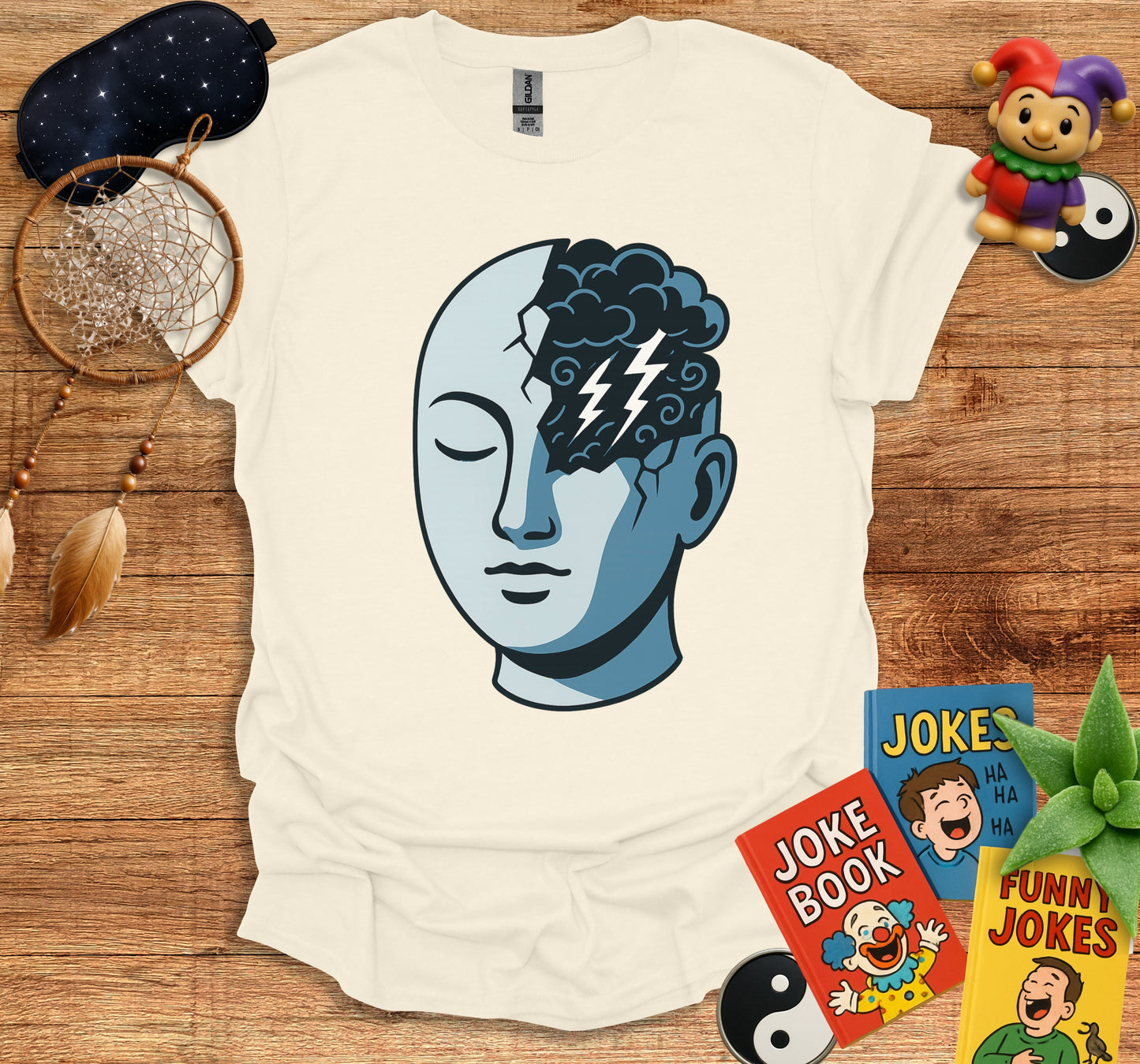 Unique Lightning Brain Graphic White T-Shirt product