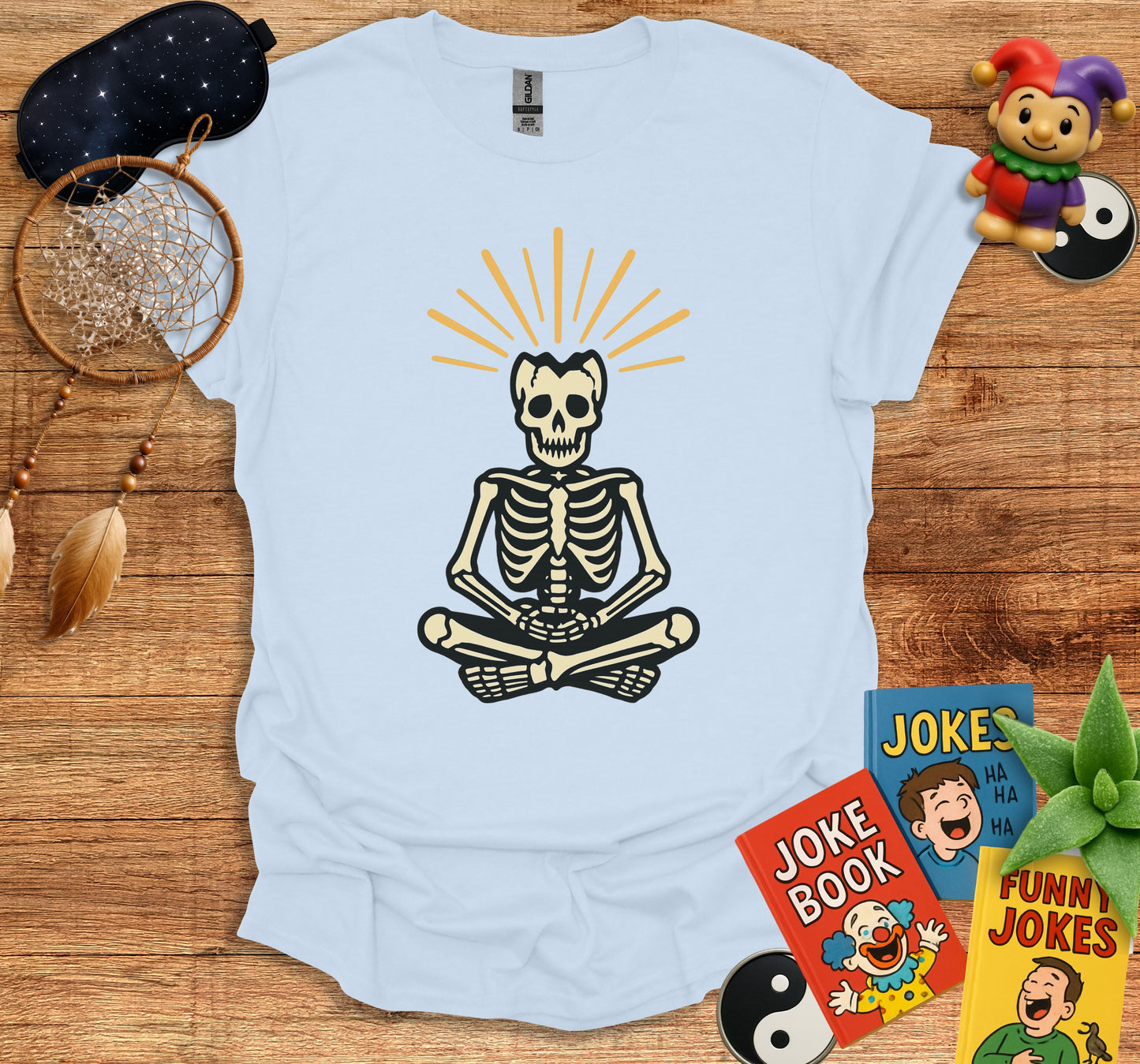 Skeleton Meditating T Shirt Funny Graphic T Shirt Product