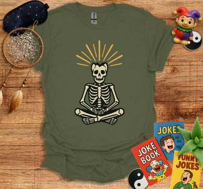 Meditating Skeleton with Radiant Rays T-Shirt Product