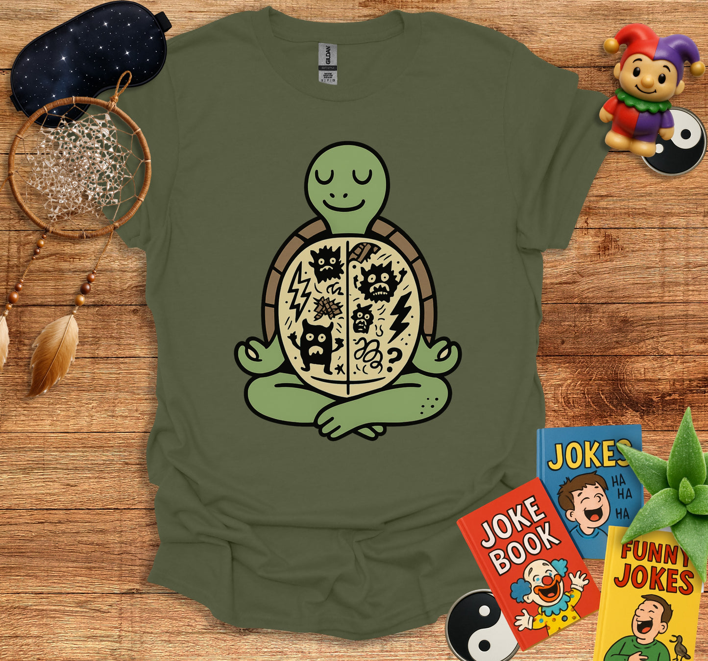 Meditating Turtle with Comic Characters Shirt product type