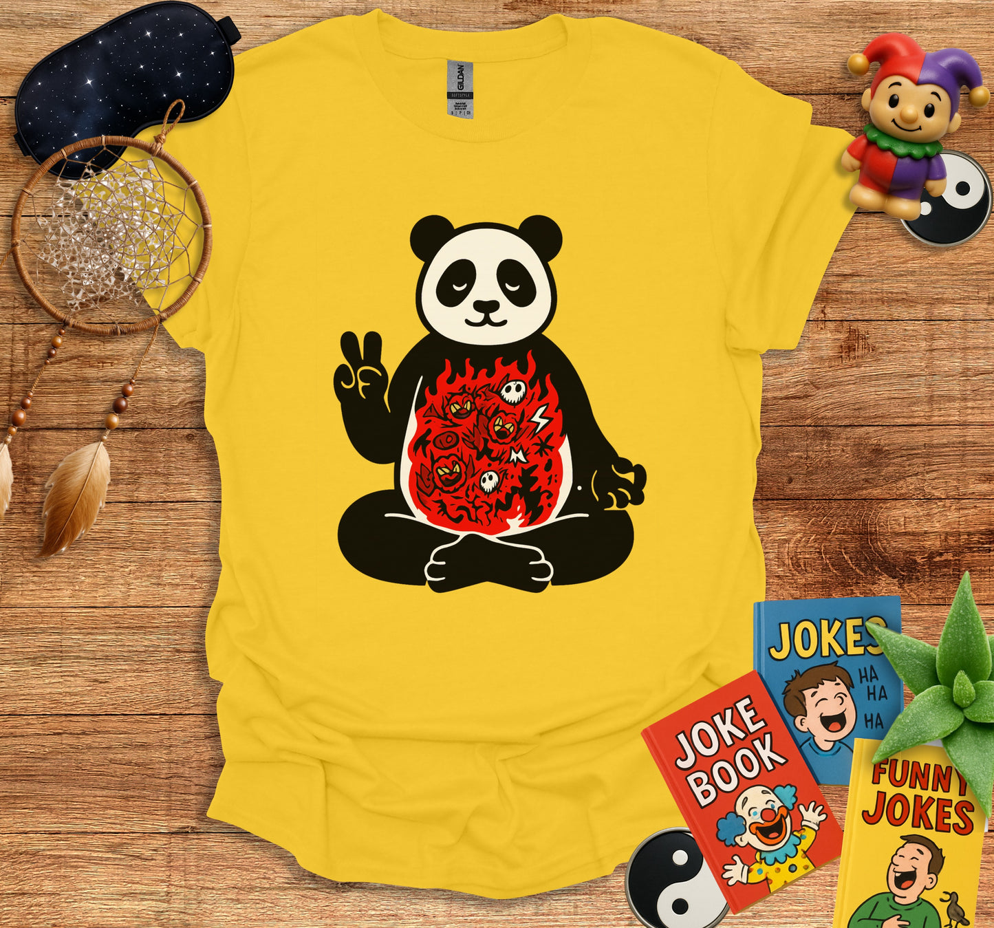 Zen Panda Meditating with Fire T-Shirt product