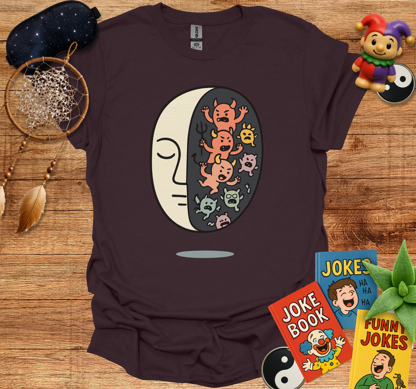 Yin Yang Faces Graphic Printed T-Shirt product