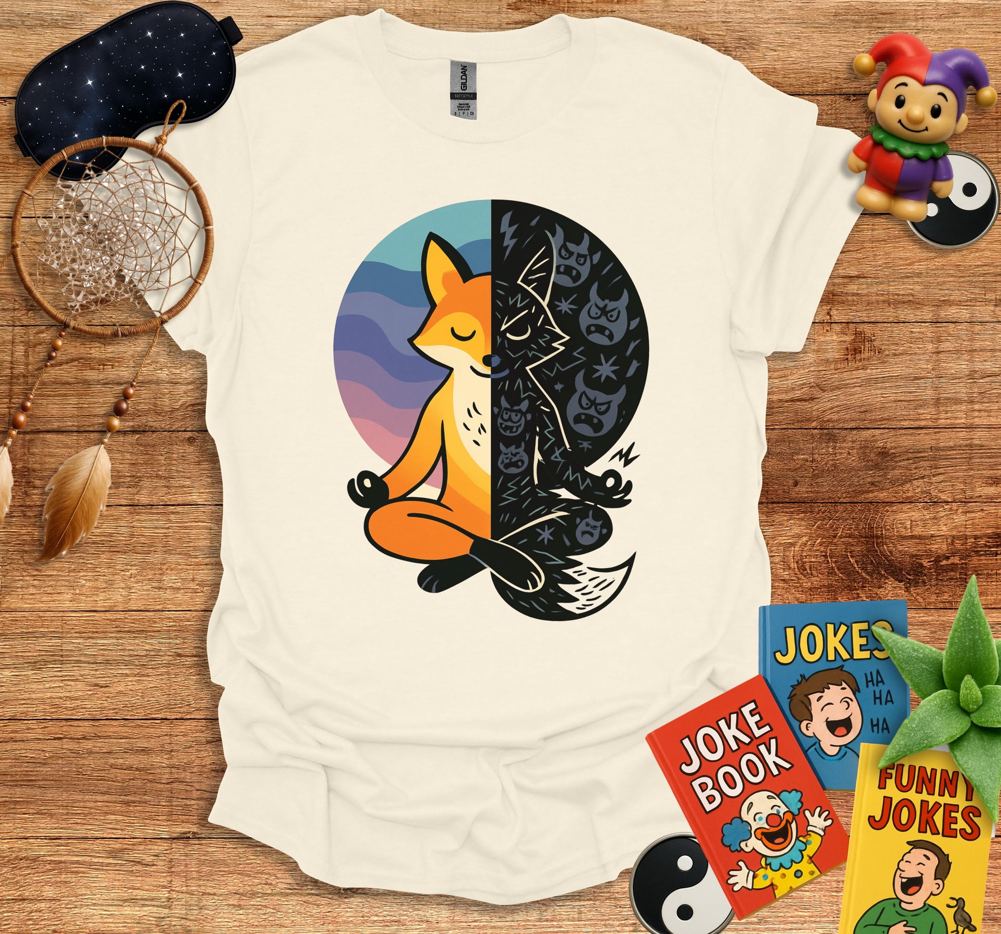 Meditating Fox Design Short Sleeve T-shirt product type