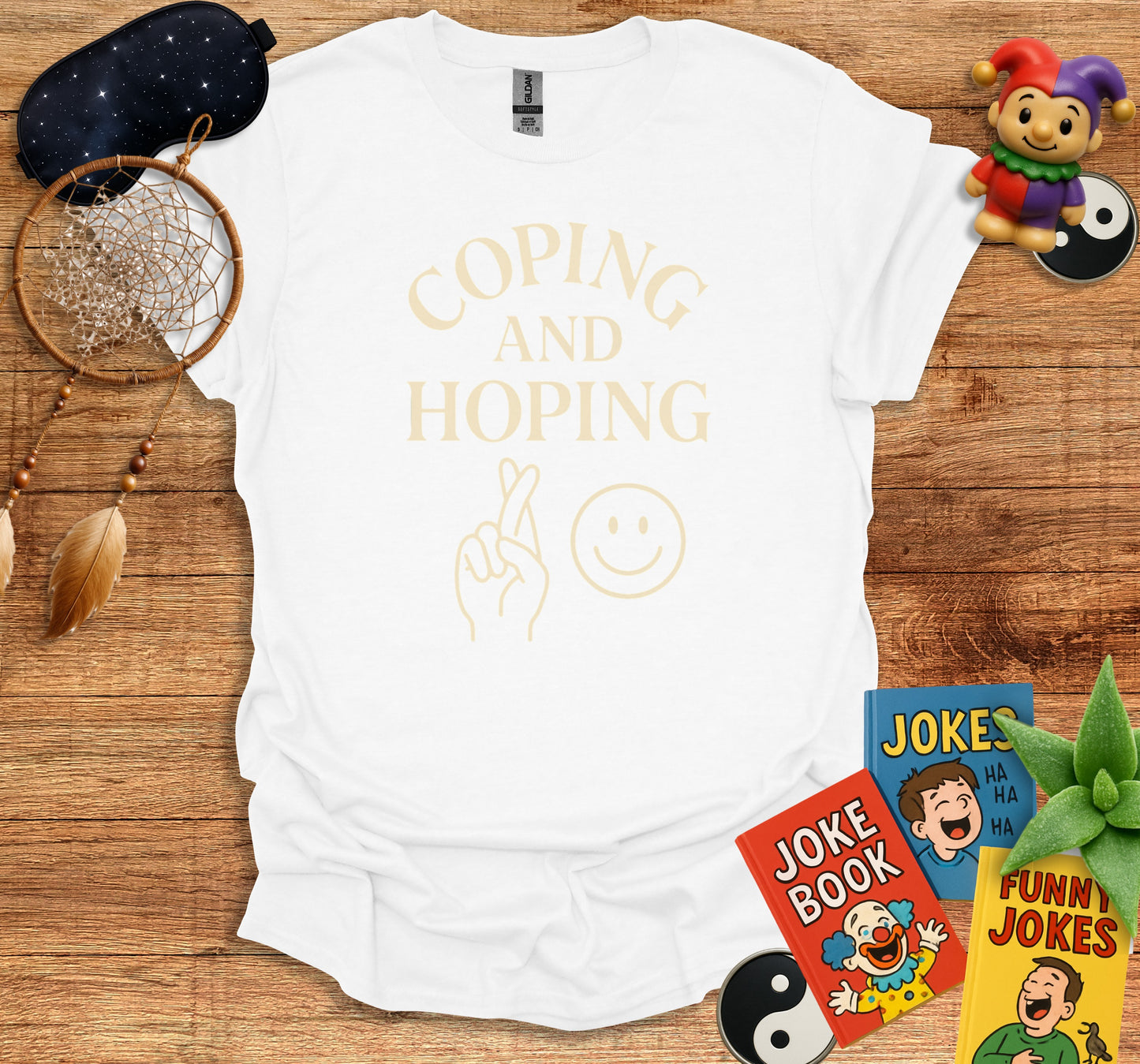 Coping and Hoping Funny Graphic Tee Shirt product