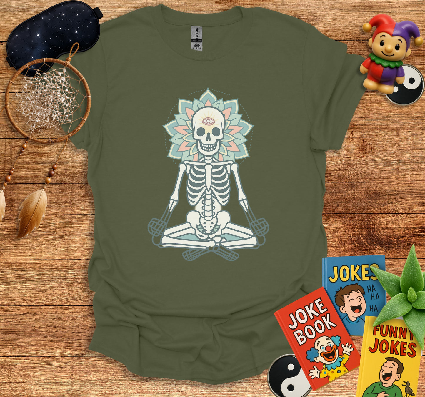 Meditating Skeleton Mandala Graphic Tee product