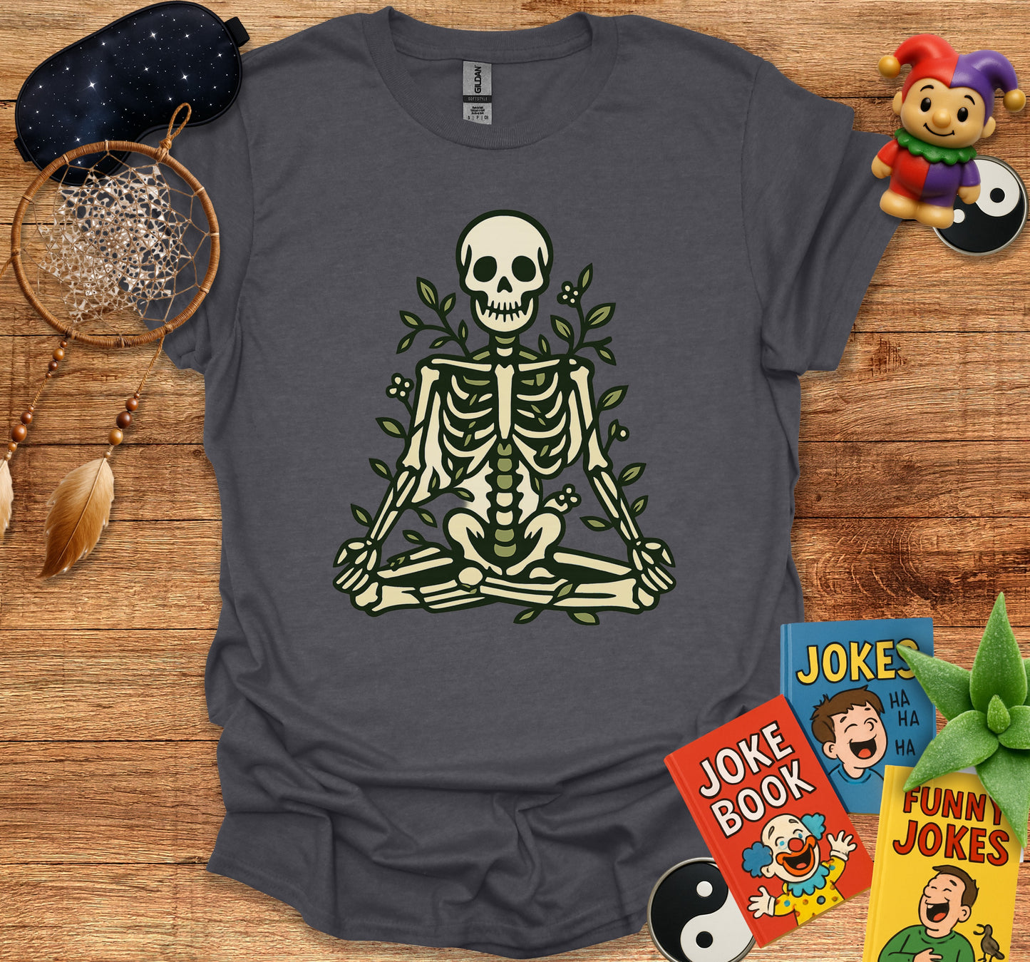 Meditating Skeleton Printed Shirt Product Type