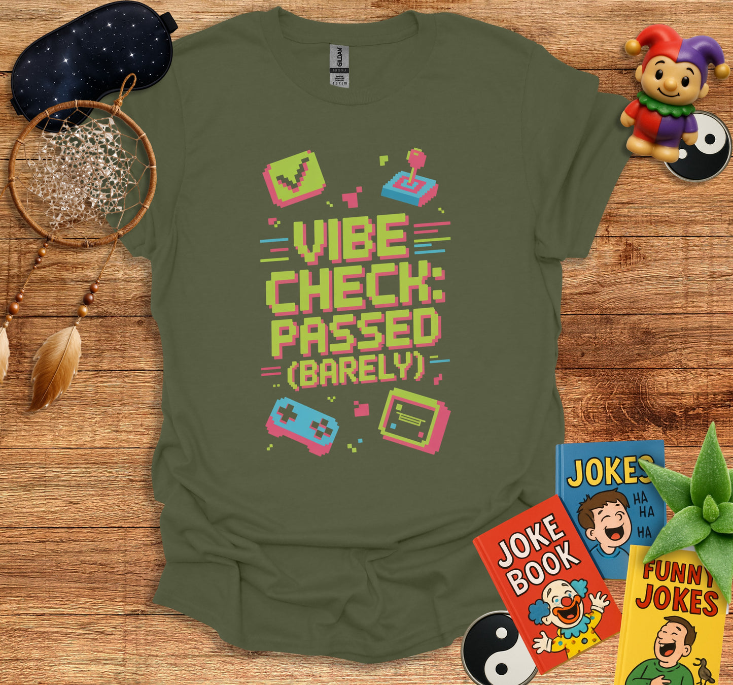 Vibe Check Passed Barely Funny Graphic Tee Shirt product type