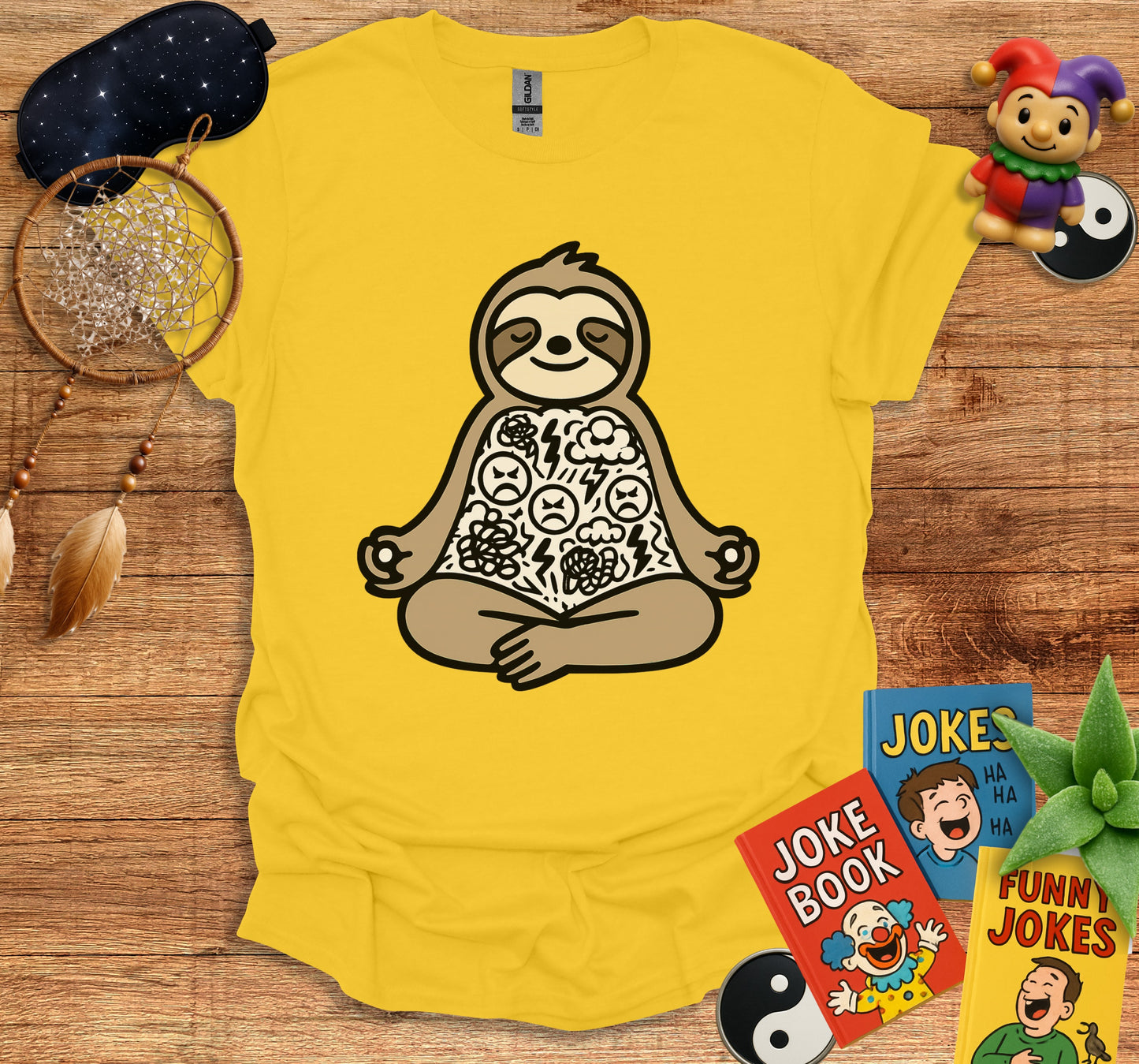 Meditating Sloth with Floral Design T-Shirt product