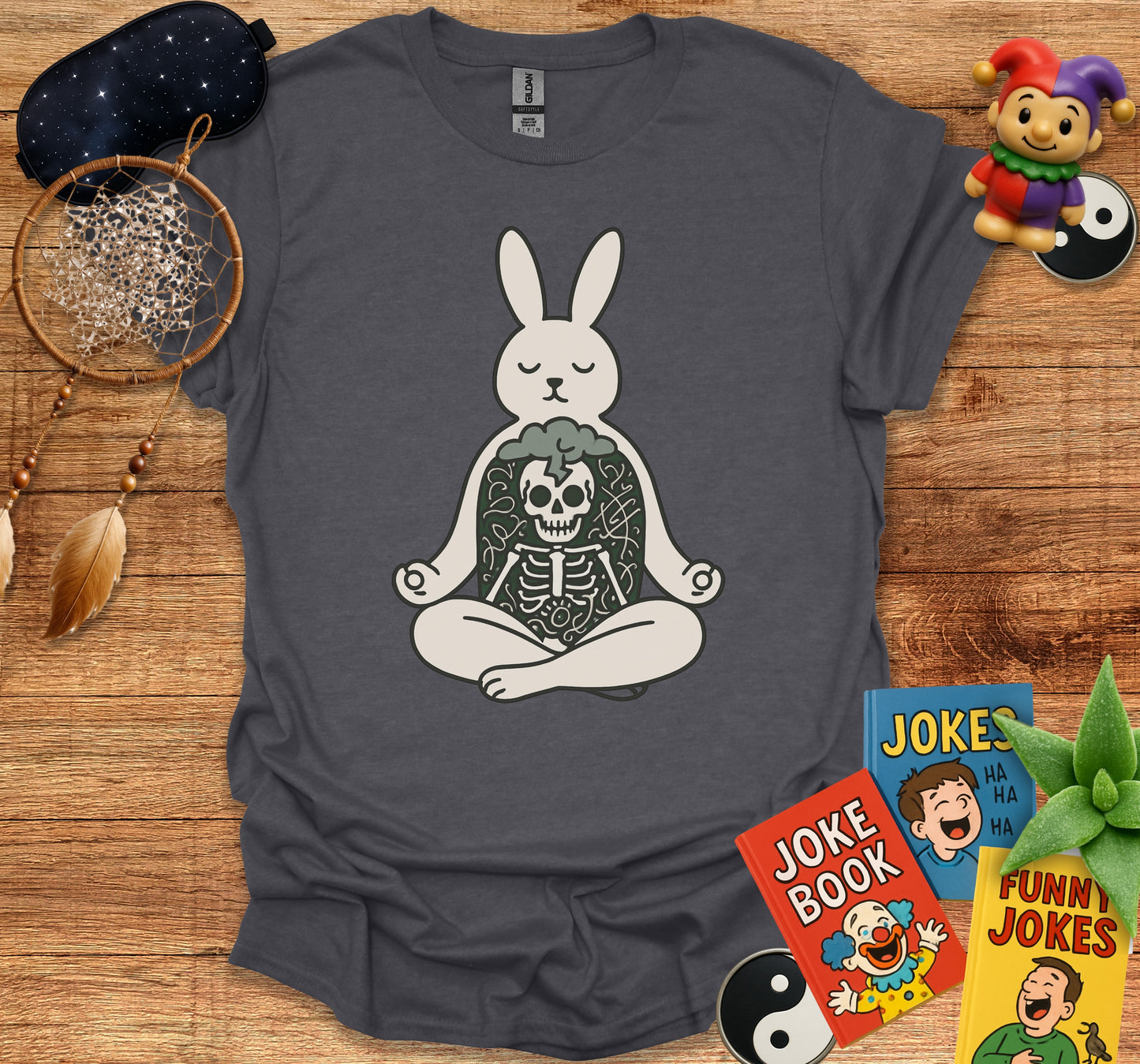 Meditating Bunny with Skeleton Graphic Tee product type