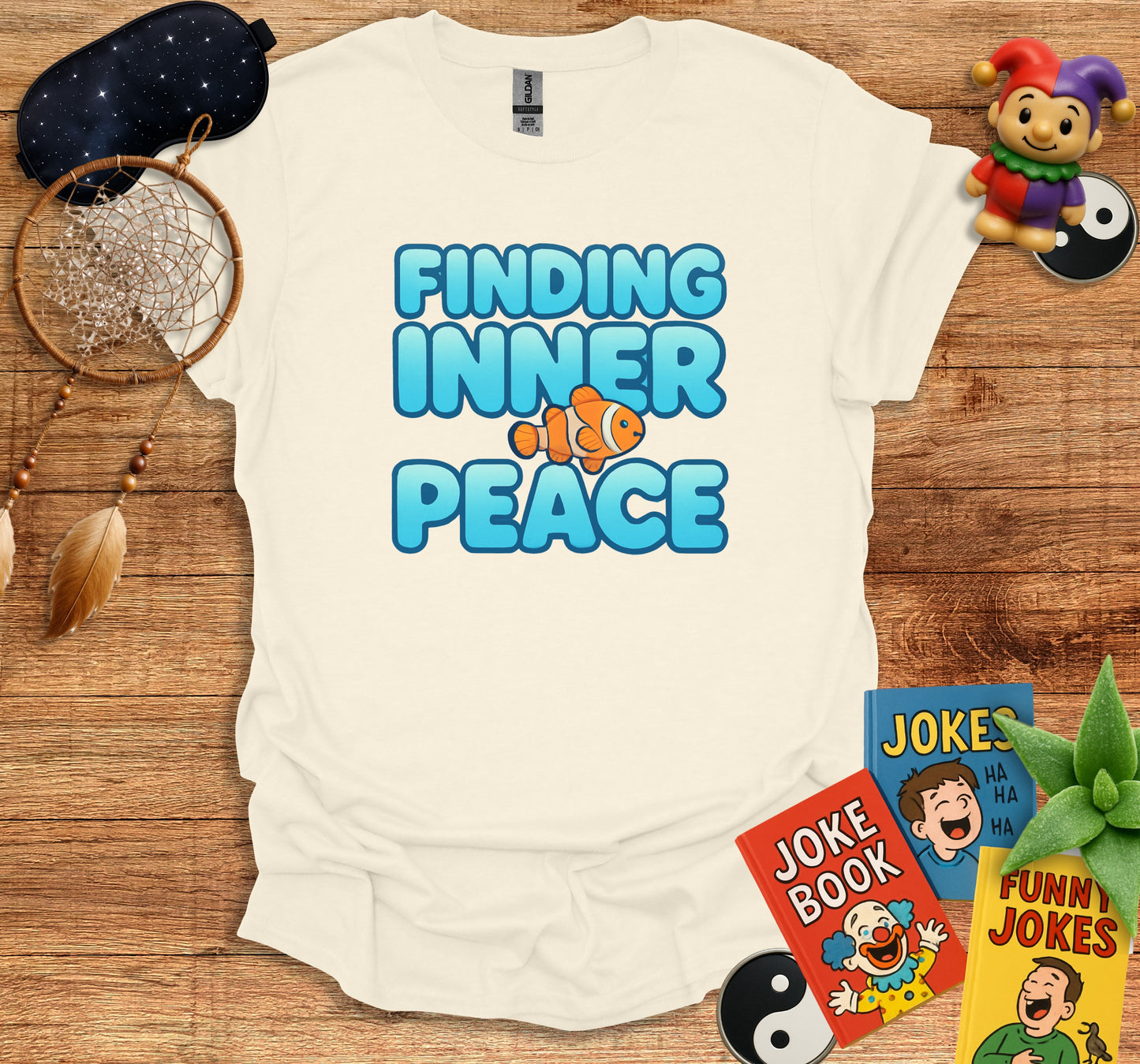Finding Inner Peace Cartoon Themed White T-Shirt product