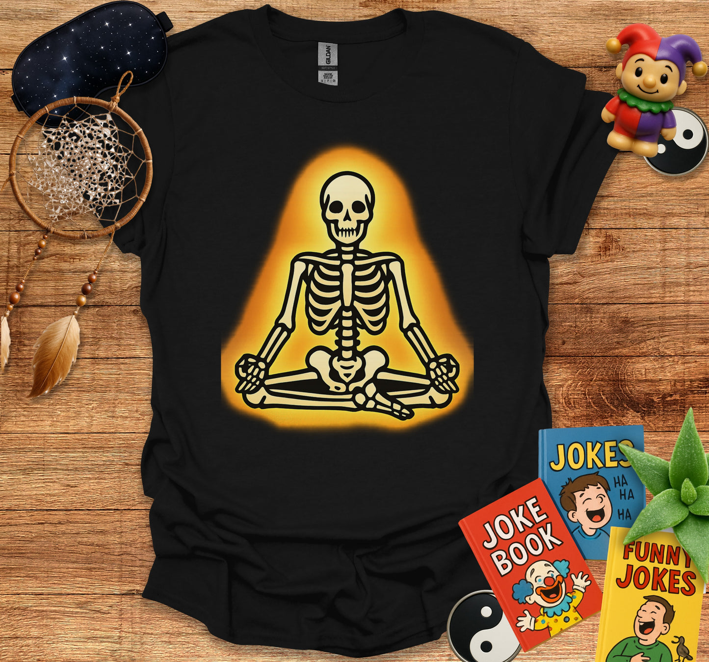 Meditating Skeleton Graphic T-Shirt Halloween product type