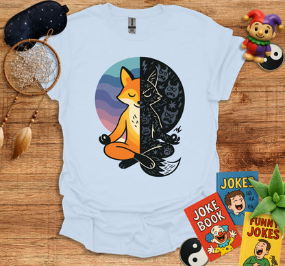 Meditating Fox Yin Yang Colorful Art T-Shirt product