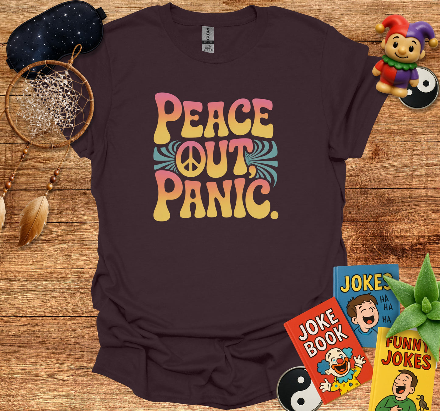 Peace Out Panic Colorful Graphic T-shirt product