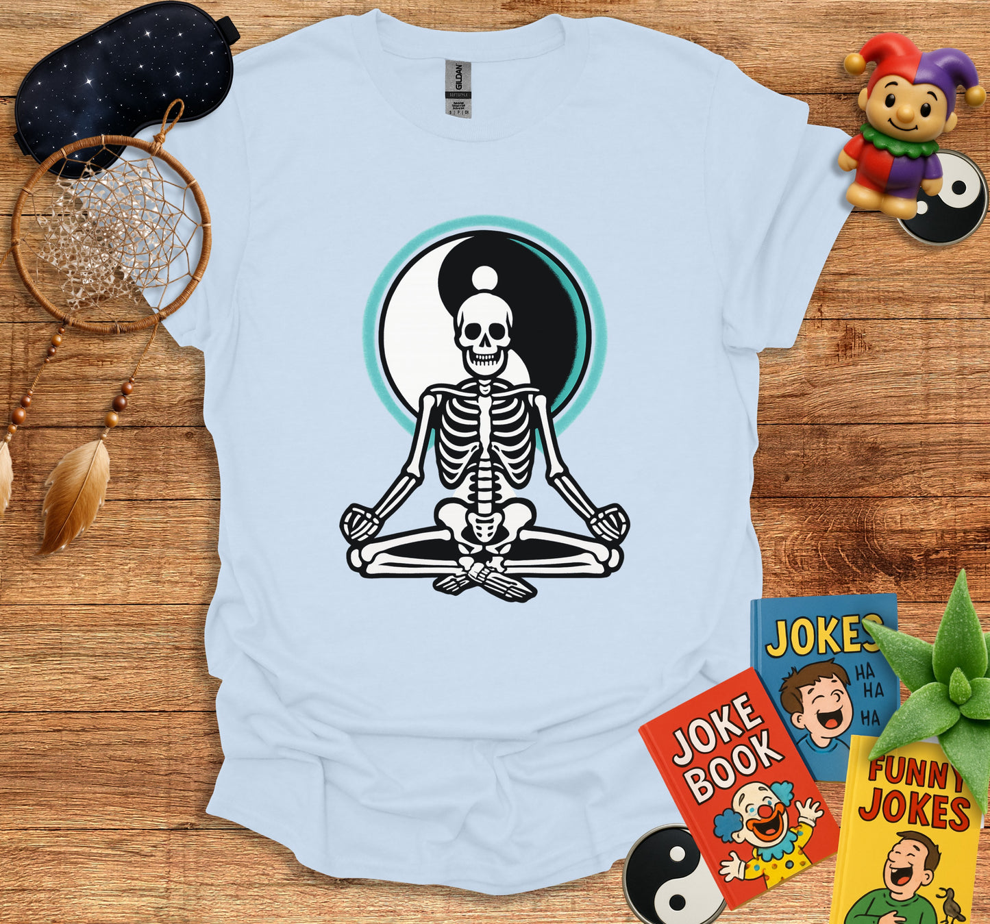 Meditating Skeleton with Yin Yang Humor Shirt product