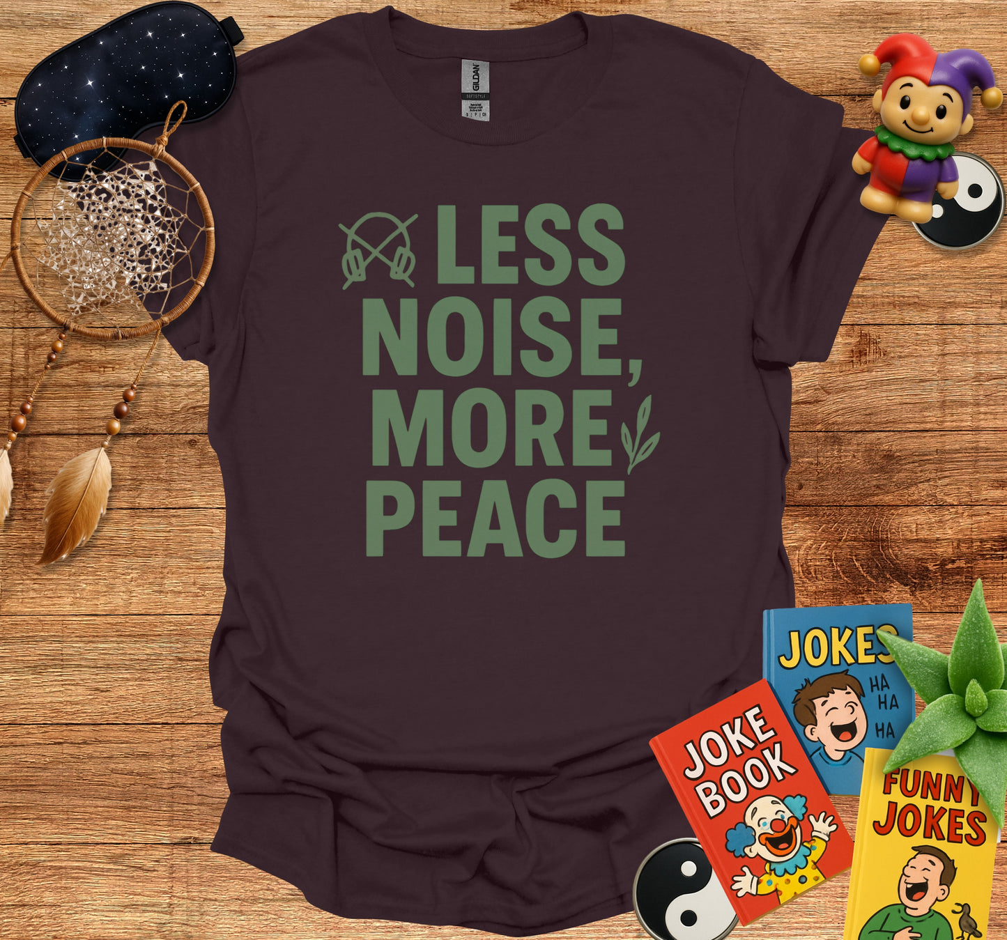Less Noise More Peace Slogan T-shirt product