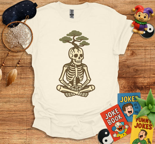 Meditating Skeleton with Tree Tee Shirt product