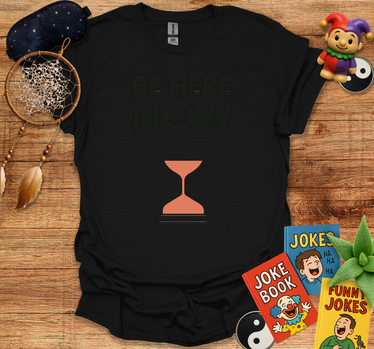 Be Here Now Hourglass Graphic Black T-shirt product