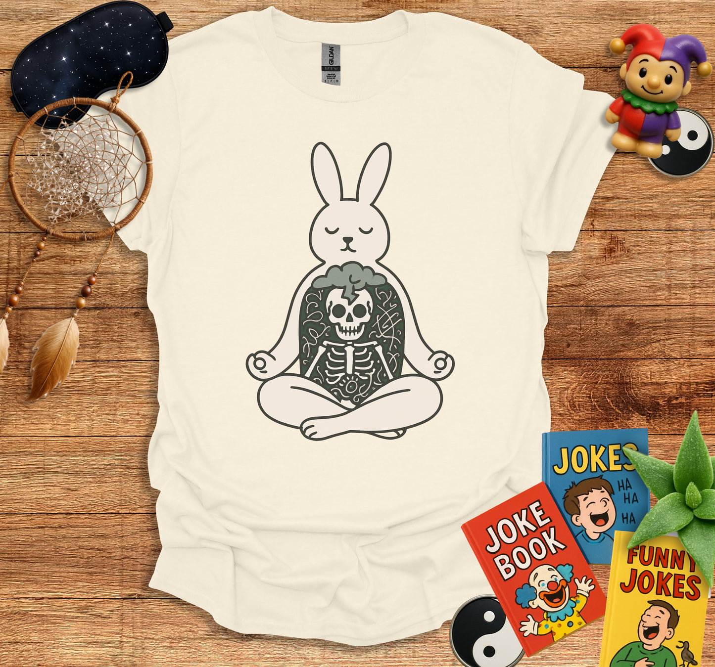 Meditating Bunny with Skeleton T-Shirt product
