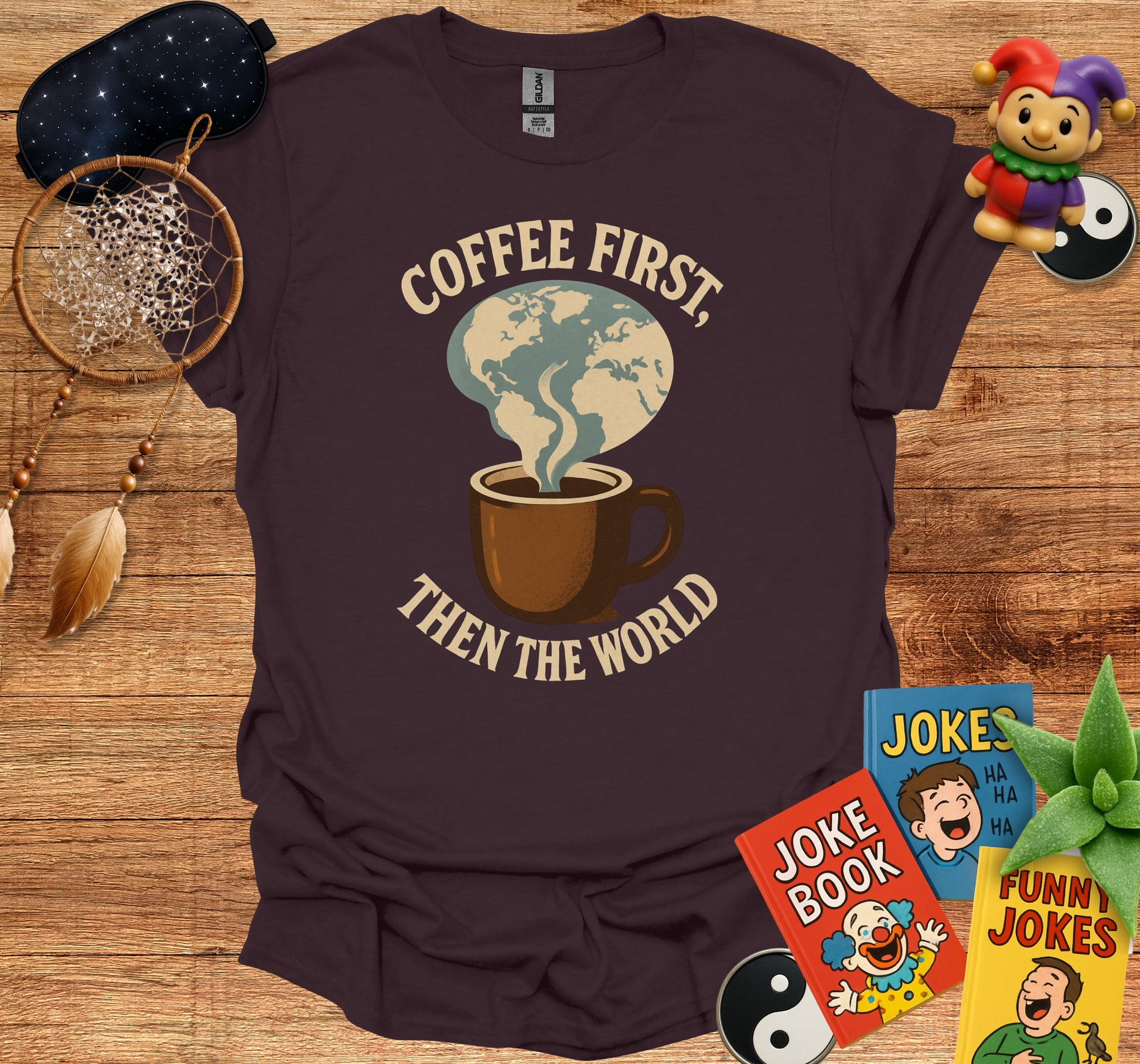 Coffee First Then The World Graphic T-Shirt product
