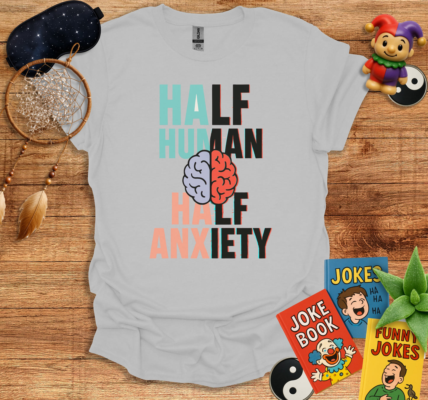 Half Human Half Anxiety Graphic T-Shirt product type