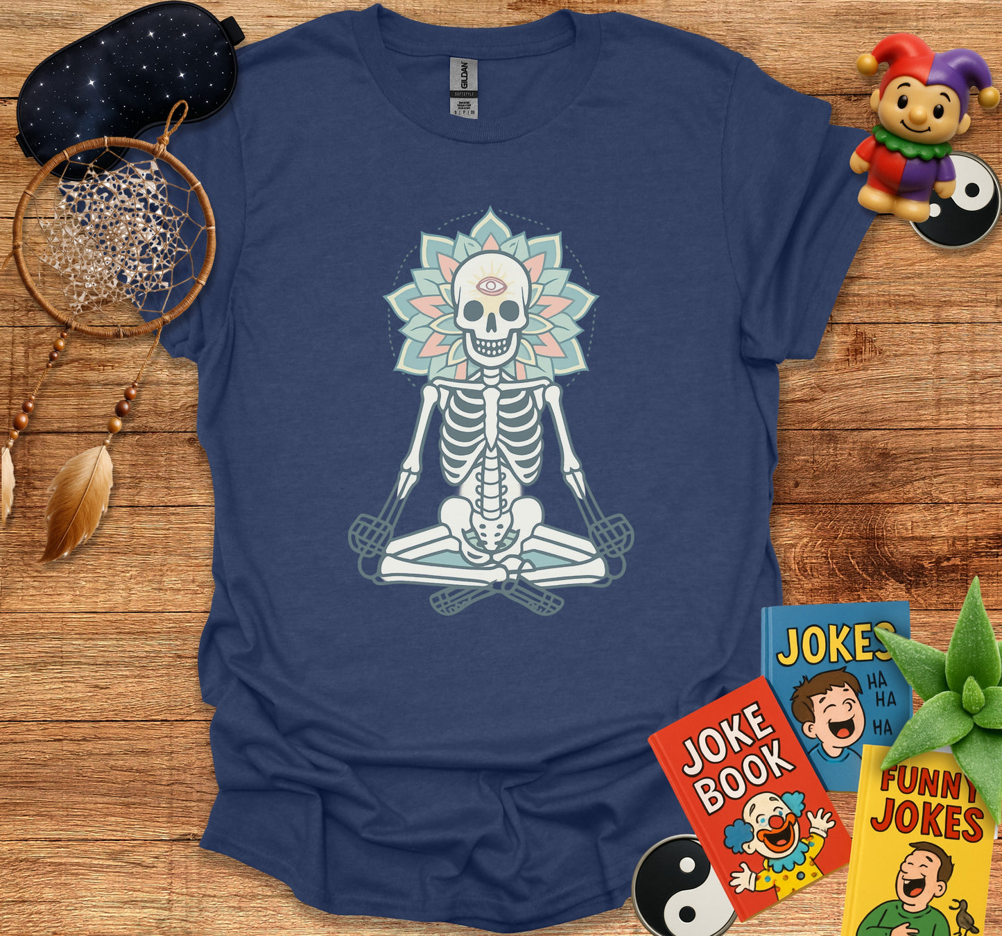 Meditating Skeleton Graphic Tee for Halloween product