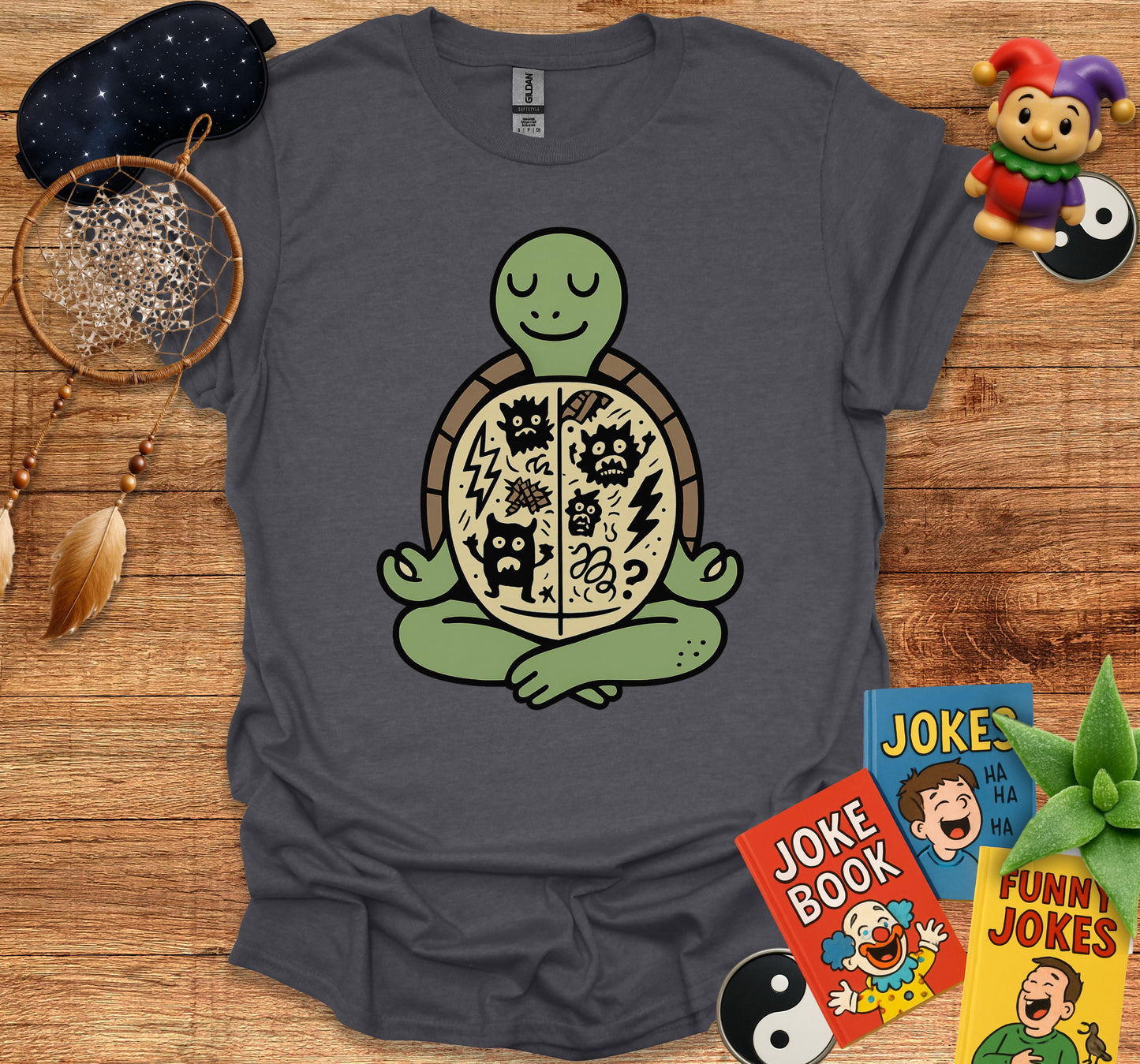 Meditating Turtle with Cartoon Designs T-Shirt product
