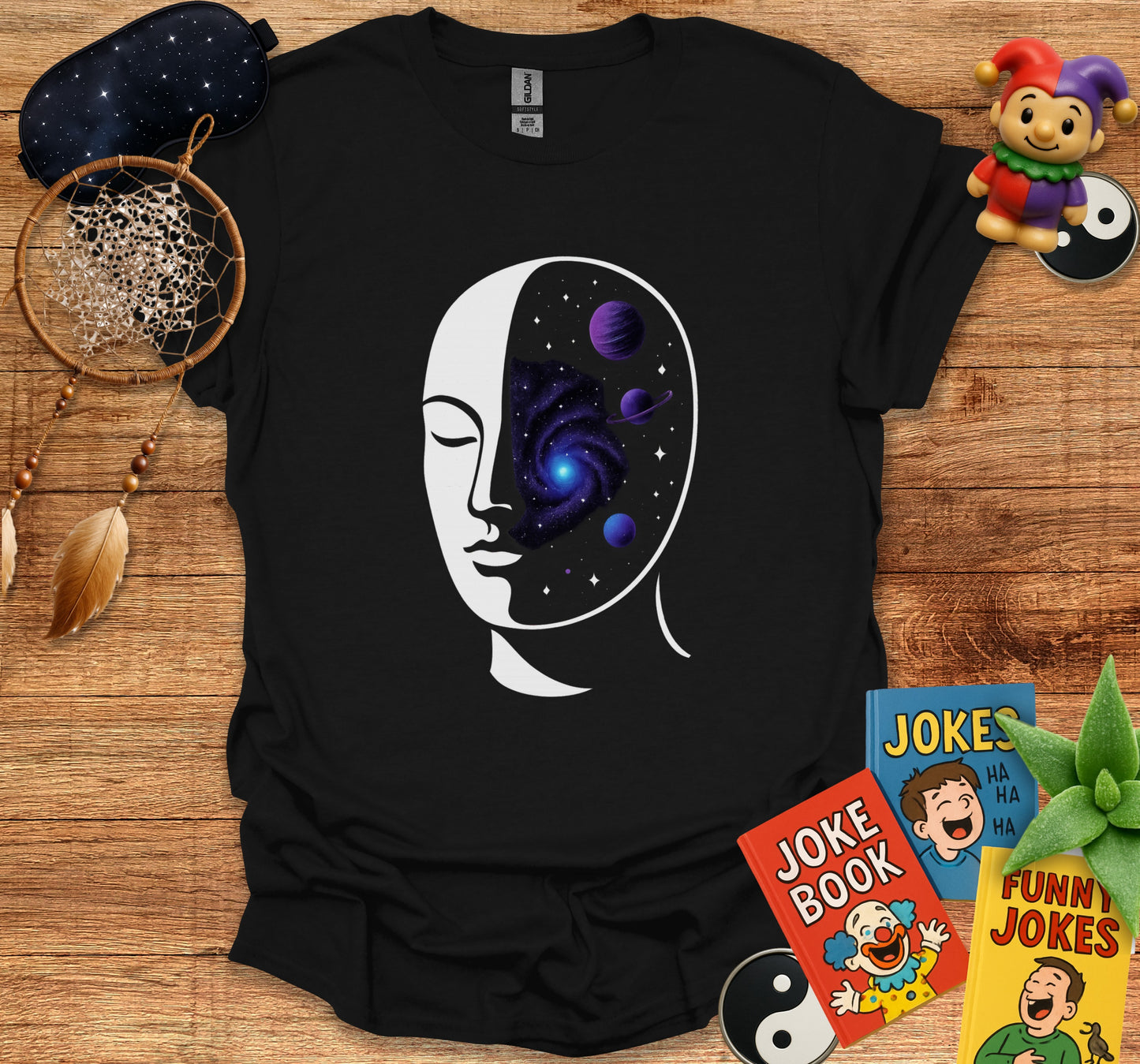 Galaxy Face Artwork T-Shirt with Fun Jokes Product