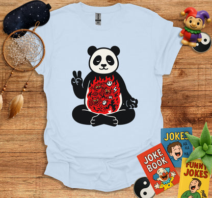 Meditating Panda with Peace Gesture T-shirt product