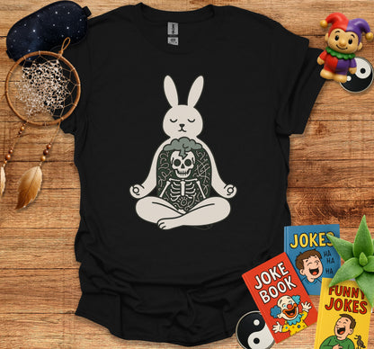 Meditative Bunny Skeleton Humor Screen Print Shirt product type