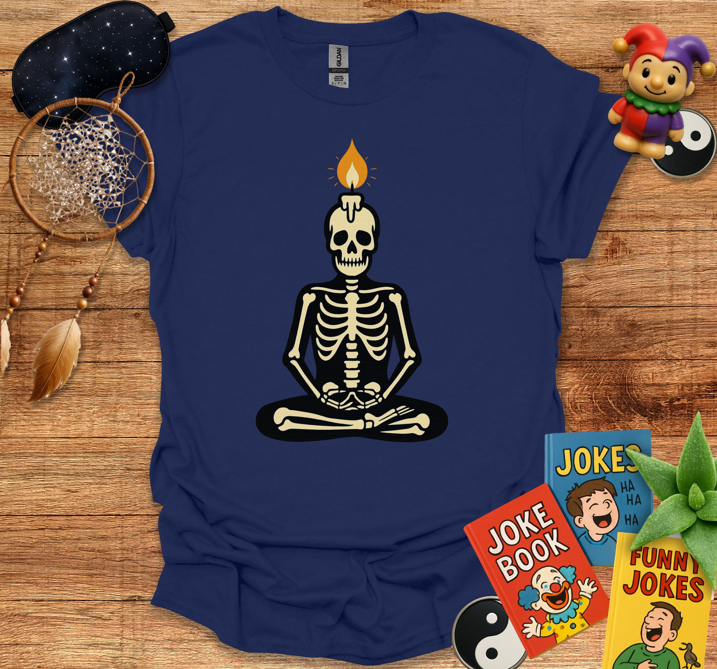 Meditating Skeleton Candle Flame Graphic Tee product