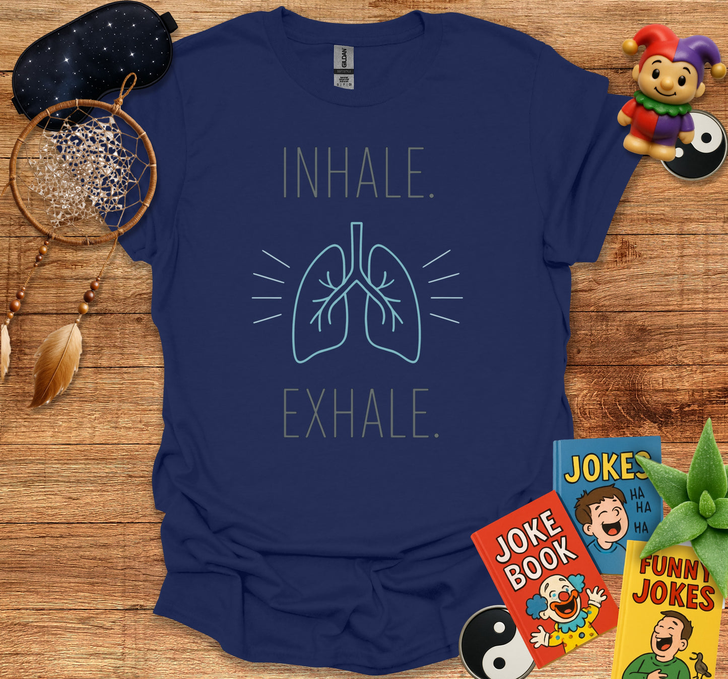Inhale Exhale Graphic Unisex T-shirt Fun Product