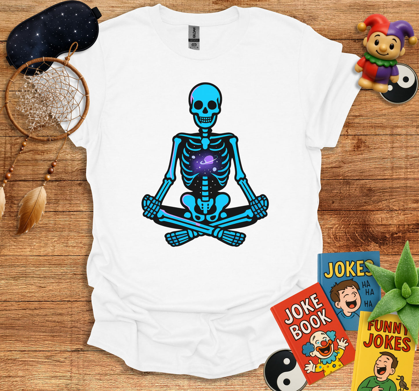 Meditative Skeleton Graphic Tee Shirt product type