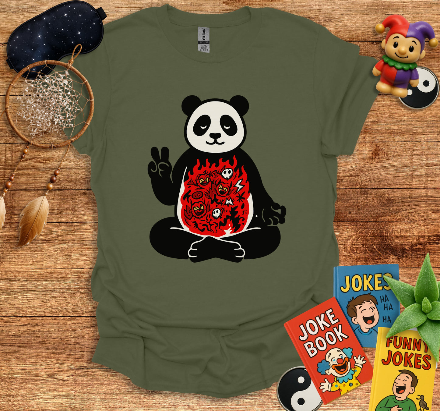 Peaceful Panda with Fiery Design T-Shirt product type