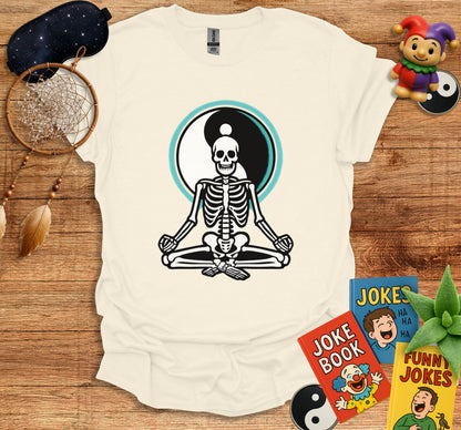 Meditating Skeleton with Yin Yang Graphic T-shirt product type