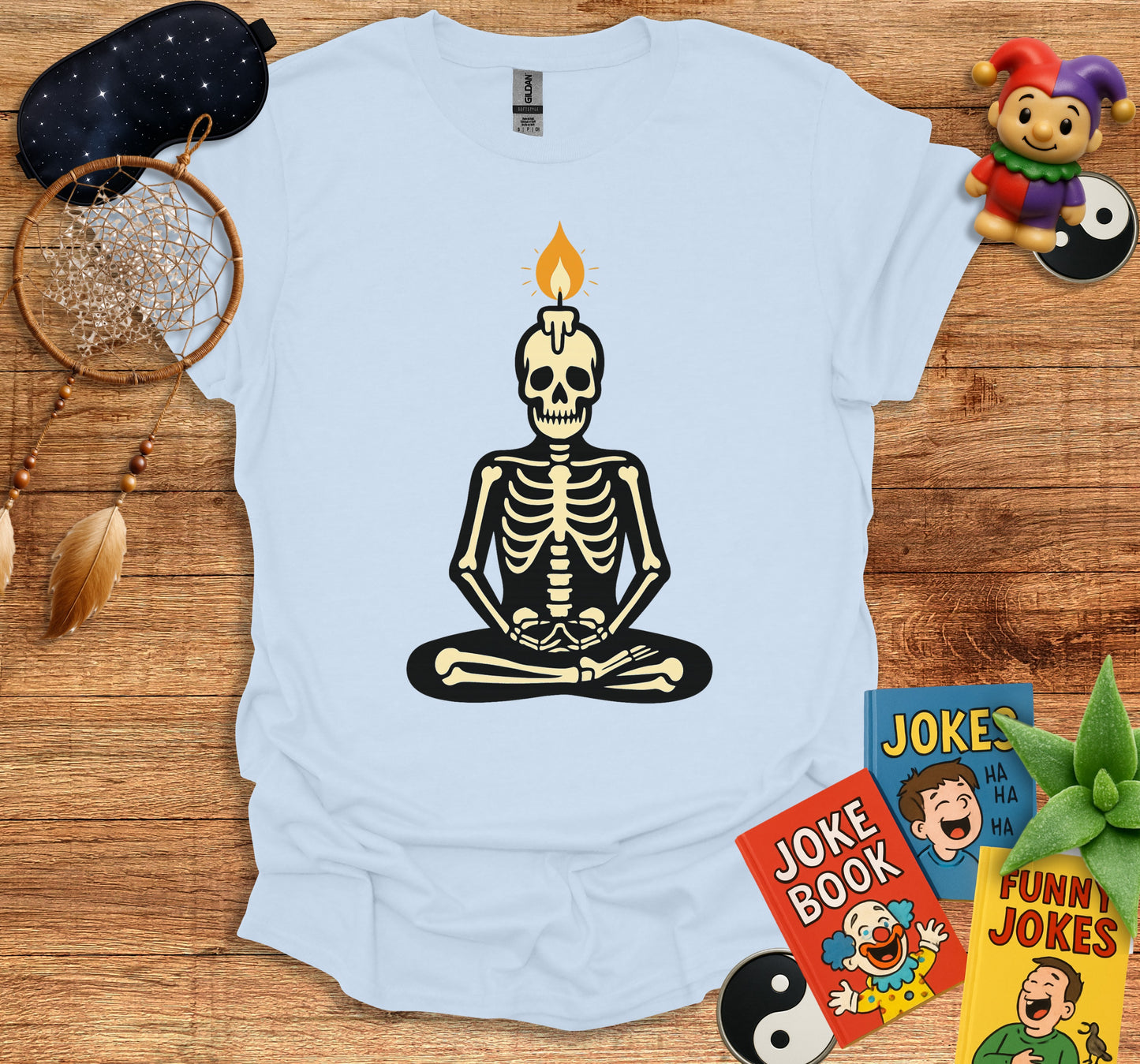 Meditating Skeleton With Candle Graphic T-Shirt product