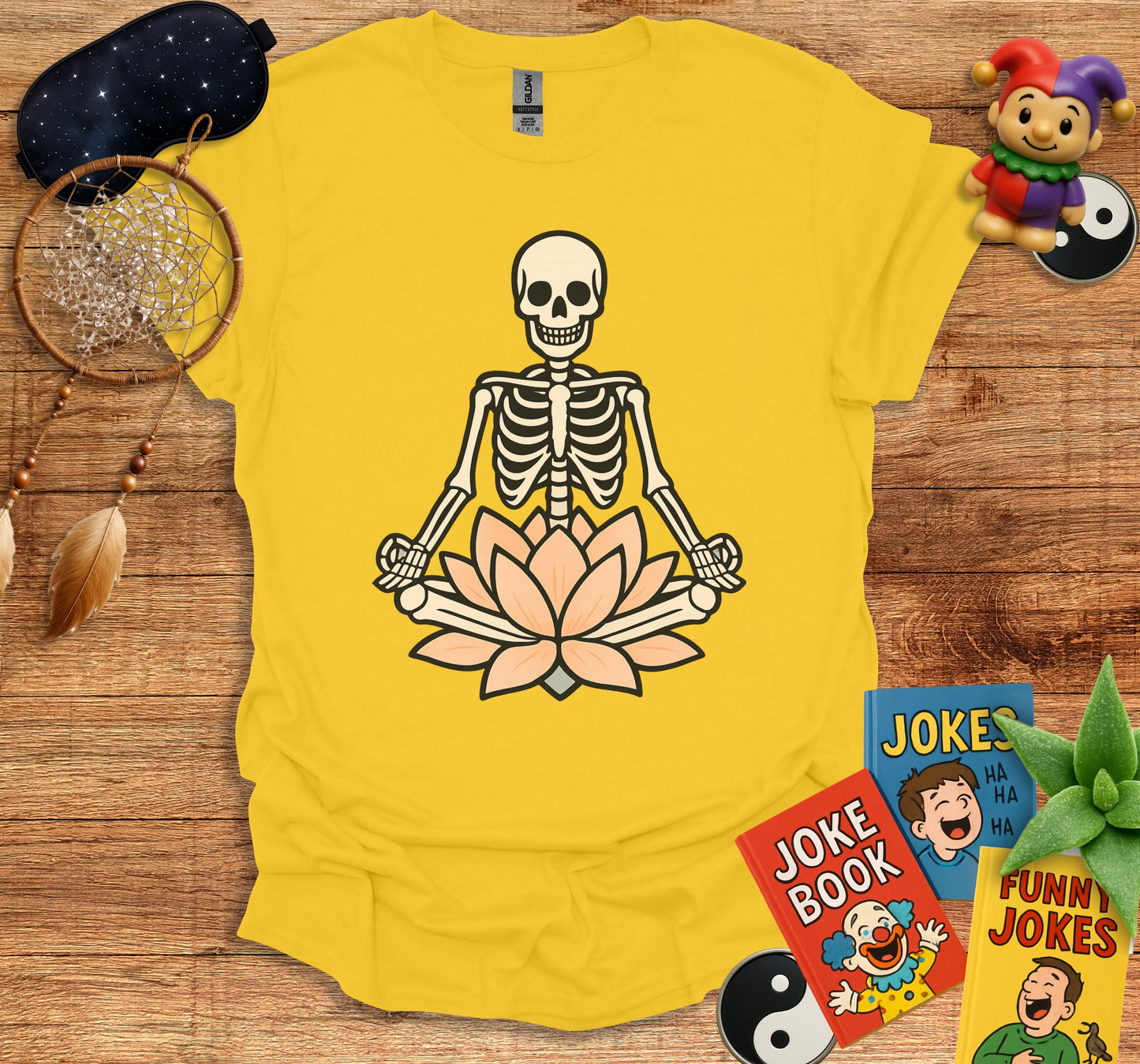 Skeleton Meditating with Lotus Flower Shirt product