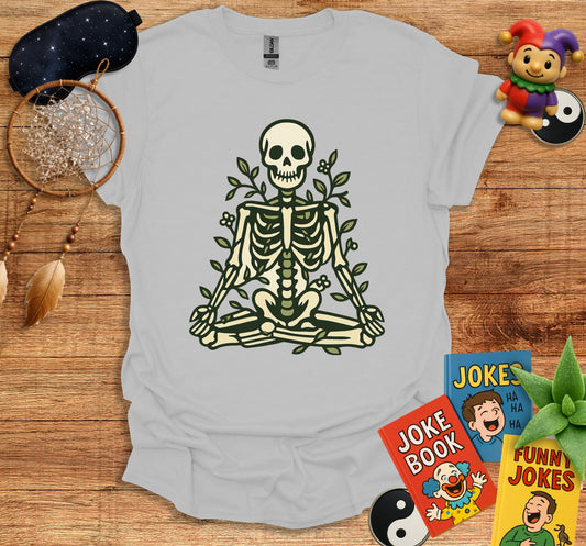 Meditating Skeleton Graphic Tee Yoga Inspired Casual product