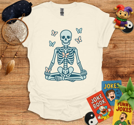 Meditating Skeleton With Butterflies Graphic T-Shirt product