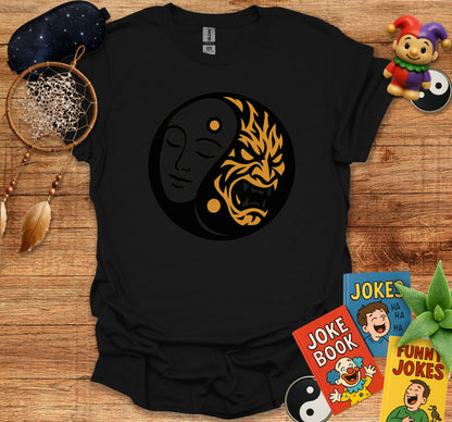 Yin Yang Face Design in Black Shirt product