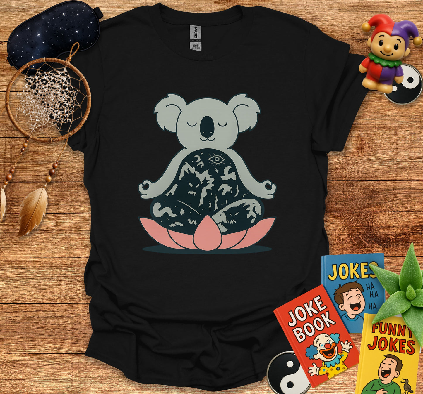 Koala Meditating on Lotus Printed Casual T-Shirt product type