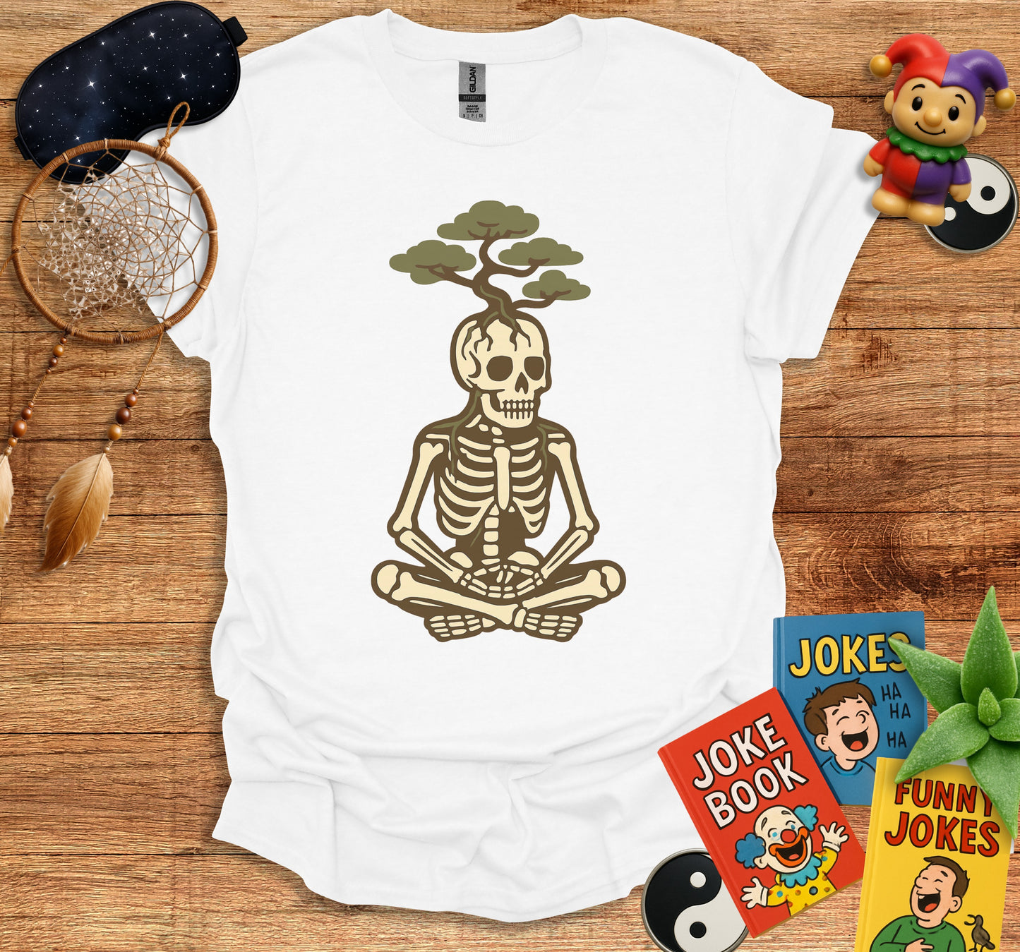 Skeleton Meditating with Tree Unique T-Shirt product type
