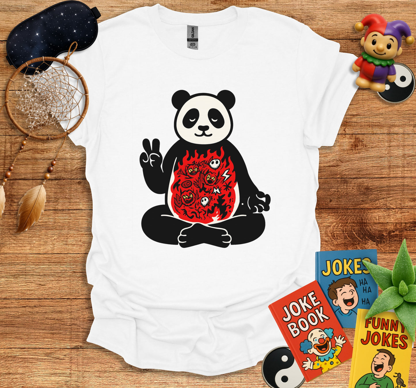 Peaceful Panda with Fiery Design T-shirt product type