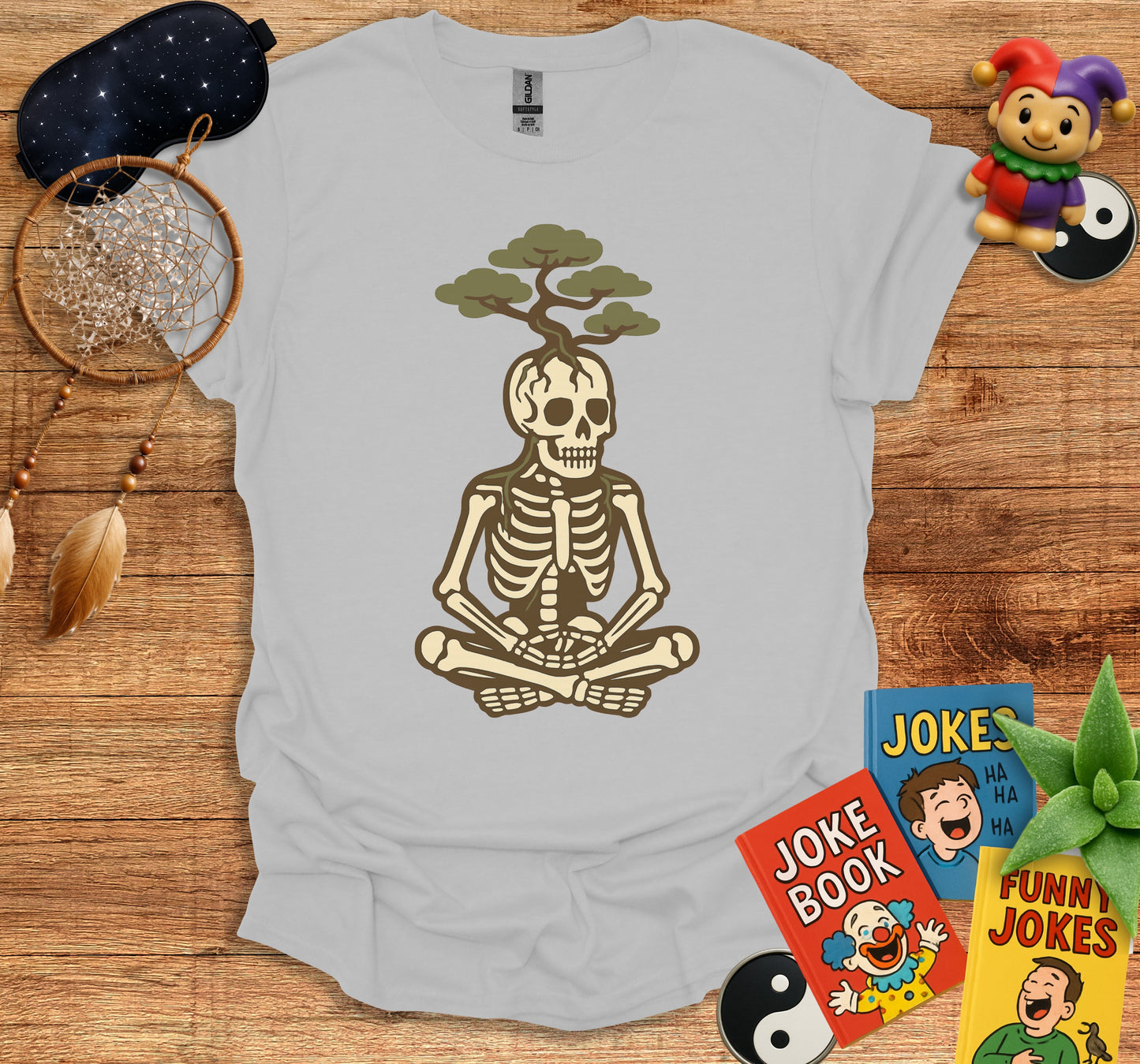Meditating Skeleton with Tree T-shirt product type