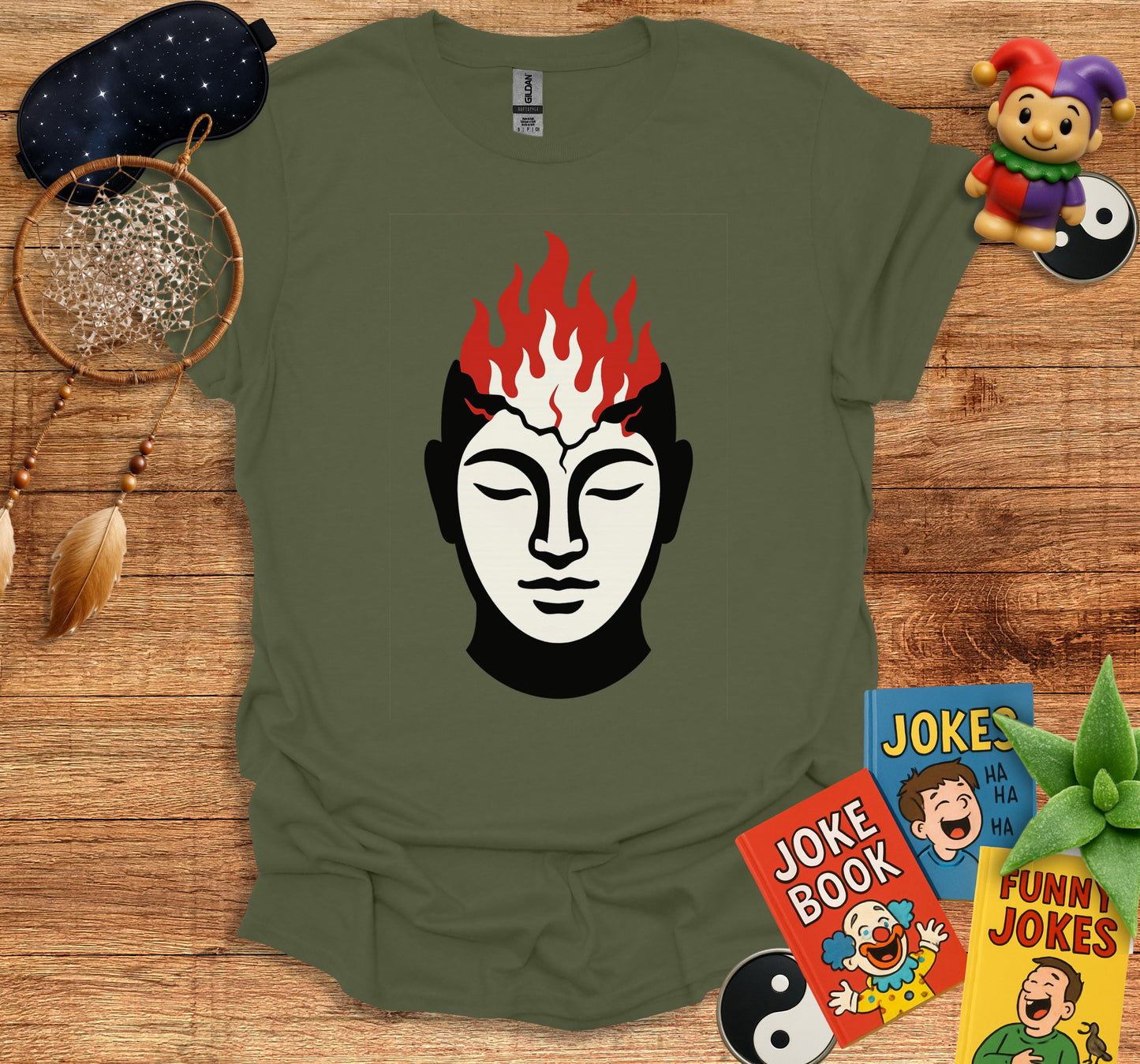 Buddha Face with Flames Graphic Tee product type