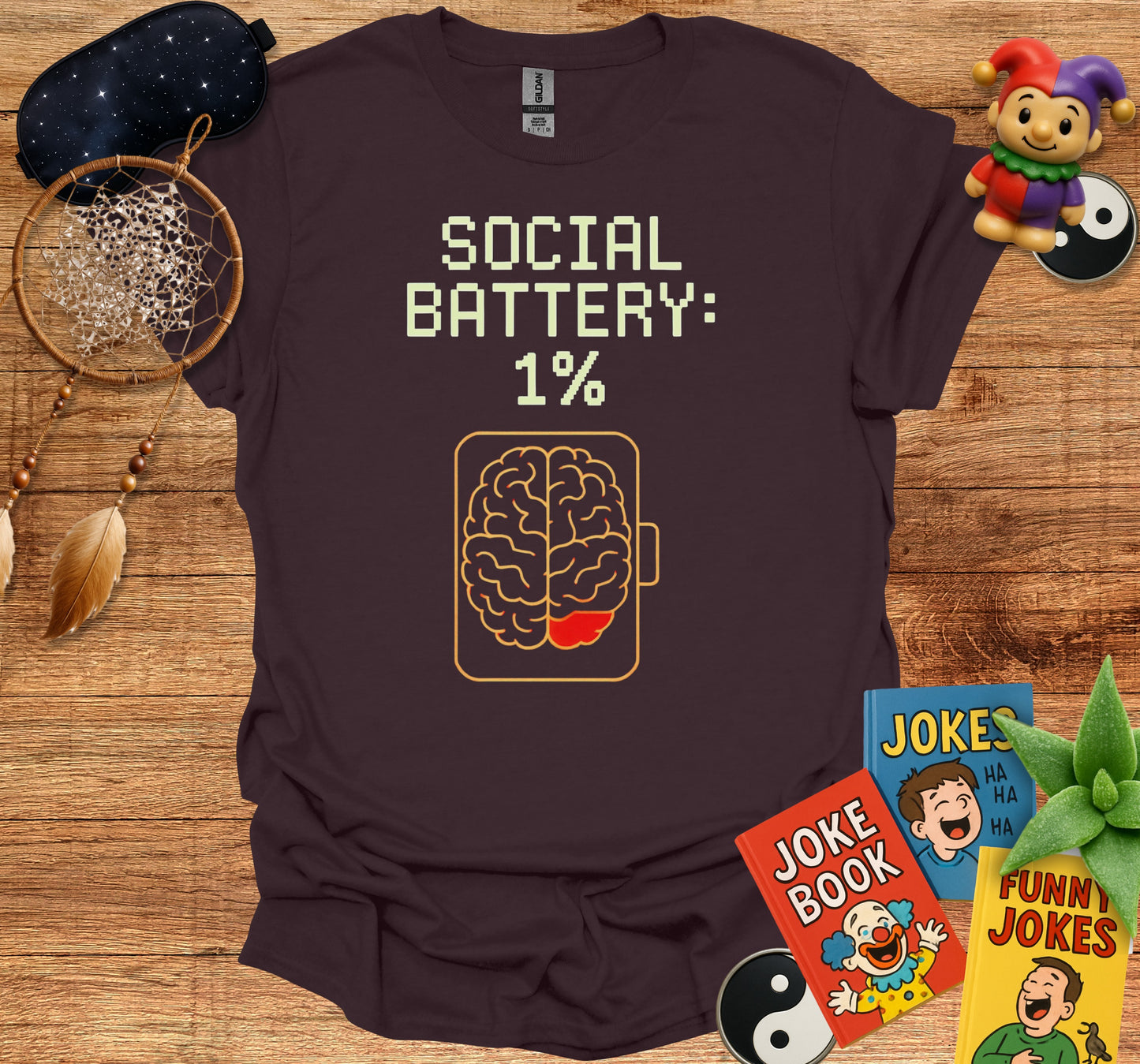 Social Battery 1% Funny Graphic T-Shirt product